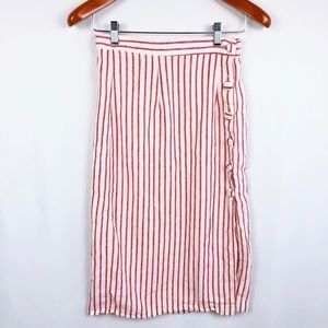 Striped button up midi skirt